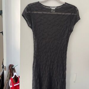 Sarah Pacini Gray Sheath Mini Dress Crew Neck